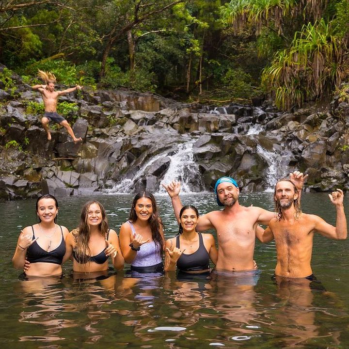 a group of people swimming in a body of water