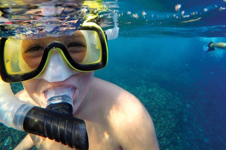 a person swimming in a body of water